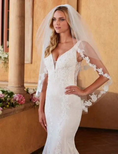 2 TIER LACE VEIL wedding gown at Bellissima Bridal