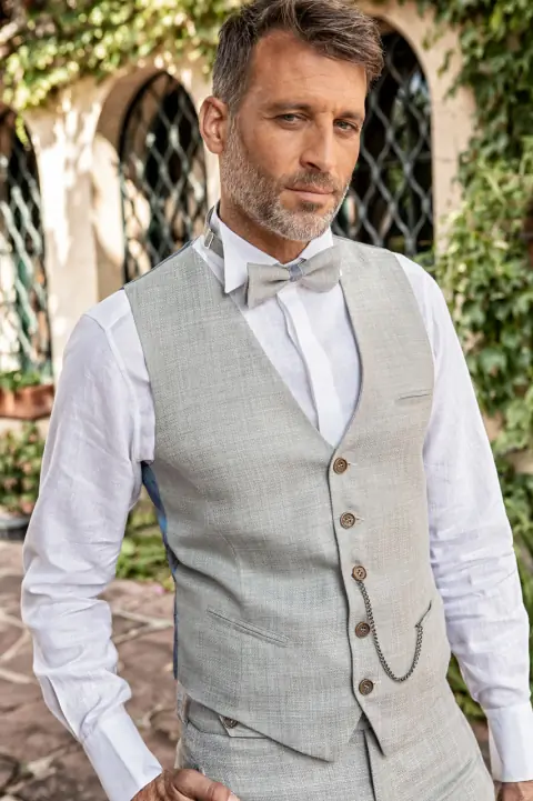 Men’s Vintage Vest wedding gown at Bellissima Bridal