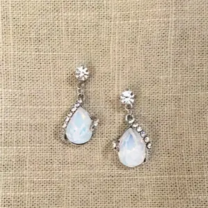OPAL CRYSTAL RGLD TEAR DROPS EARRINGS wedding gown at Bellissima Bridal