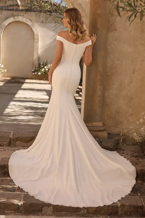 Sage wedding gown at Bellissima Bridal
