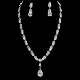 TEAR DROP NECKLACE SET W/EARRINGS wedding gown at Bellissima Bridal
